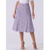 imageAllegra K Womens Floral Midi Skirt Peasant Elastic Waist ALine Ditsy Leave Print SkirtsPurple
