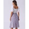 imageAllegra K Womens Floral Midi Skirt Peasant Elastic Waist ALine Ditsy Leave Print SkirtsPurple