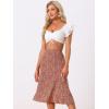 imageAllegra K Womens Floral Midi Skirt Peasant Elastic Waist ALine Ditsy Leave Print SkirtsRed