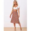 imageAllegra K Womens Floral Midi Skirt Peasant Elastic Waist ALine Ditsy Leave Print SkirtsRed