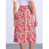 imageAllegra K Womens Floral Midi Skirt Peasant Elastic Waist ALine Ditsy Leave Print SkirtsRed Blue