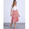 imageAllegra K Womens Floral Midi Skirt Peasant Elastic Waist ALine Ditsy Leave Print SkirtsRed Blue