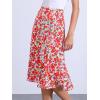 imageAllegra K Womens Floral Midi Skirt Peasant Elastic Waist ALine Ditsy Leave Print SkirtsRed Blue