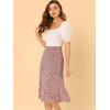 imageAllegra K Womens Floral Midi Skirt Peasant Elastic Waist ALine Ditsy Leave Print SkirtsRed White