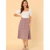 imageAllegra K Womens Floral Midi Skirt Peasant Elastic Waist ALine Ditsy Leave Print SkirtsRed White