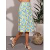 imageAllegra K Womens Floral Midi Skirt Peasant Elastic Waist ALine Ditsy Leave Print SkirtsSummer Flower
