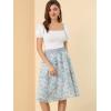 imageAllegra K Womens Floral Skirts Summer Chiffon Smocked Elastic Waist ALine Below Knee Length Ruffle Tiered SkirtBlue Purple