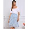 imageAllegra K Womens Floral Skirts Summer Chiffon Smocked Elastic Waist ALine Below Knee Length Ruffle Tiered SkirtBlue White