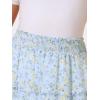 imageAllegra K Womens Floral Skirts Summer Chiffon Smocked Elastic Waist ALine Below Knee Length Ruffle Tiered SkirtLight Blue