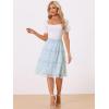 imageAllegra K Womens Floral Skirts Summer Chiffon Smocked Elastic Waist ALine Below Knee Length Ruffle Tiered SkirtLight Blue