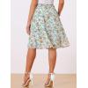 imageAllegra K Womens Floral Skirts Summer Chiffon Smocked Elastic Waist ALine Below Knee Length Ruffle Tiered SkirtLight Green