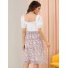 imageAllegra K Womens Floral Skirts Summer Chiffon Smocked Elastic Waist ALine Below Knee Length Ruffle Tiered SkirtPink