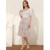 imageAllegra K Womens Floral Skirts Summer Chiffon Smocked Elastic Waist ALine Below Knee Length Ruffle Tiered SkirtPink Blue