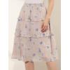 imageAllegra K Womens Floral Skirts Summer Chiffon Smocked Elastic Waist ALine Below Knee Length Ruffle Tiered SkirtPink Blue