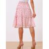 imageAllegra K Womens Floral Skirts Summer Chiffon Smocked Elastic Waist ALine Below Knee Length Ruffle Tiered SkirtPinks