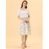 imageAllegra K Womens Floral Skirts Summer Chiffon Smocked Elastic Waist ALine Below Knee Length Ruffle Tiered SkirtWhite