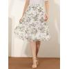 imageAllegra K Womens Floral Skirts Summer Chiffon Smocked Elastic Waist ALine Below Knee Length Ruffle Tiered SkirtWhite Purple