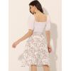 imageAllegra K Womens Floral Skirts Summer Chiffon Smocked Elastic Waist ALine Below Knee Length Ruffle Tiered SkirtWhite2