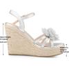 imageAllegra K Womens Flower Platform Espadrilles Wedge Heel SandalsSilver