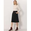 imageAllegra K Womens High Waist Button Front ALine Belted Corduroy Midi SkirtBlack