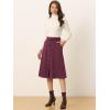 imageAllegra K Womens High Waist Button Front ALine Belted Corduroy Midi SkirtBurgundy
