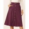 imageAllegra K Womens High Waist Button Front ALine Belted Corduroy Midi SkirtBurgundy