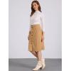 imageAllegra K Womens High Waist Button Front ALine Belted Corduroy Midi SkirtCamel