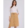 imageAllegra K Womens High Waist Button Front ALine Belted Corduroy Midi SkirtCamel