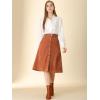 imageAllegra K Womens High Waist Button Front ALine Belted Corduroy Midi SkirtCaramel