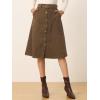 imageAllegra K Womens High Waist Button Front ALine Belted Corduroy Midi SkirtCoffee
