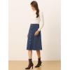 imageAllegra K Womens High Waist Button Front ALine Belted Corduroy Midi SkirtDark Blue