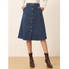 imageAllegra K Womens High Waist Button Front ALine Belted Corduroy Midi SkirtDark Blue