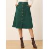imageAllegra K Womens High Waist Button Front ALine Belted Corduroy Midi SkirtDark Green