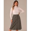 imageAllegra K Womens High Waist Button Front ALine Belted Corduroy Midi SkirtGray Brown