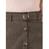 imageAllegra K Womens High Waist Button Front ALine Belted Corduroy Midi SkirtGray Brown