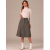 imageAllegra K Womens High Waist Button Front ALine Belted Corduroy Midi SkirtGray Brown