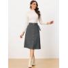 imageAllegra K Womens High Waist Button Front ALine Belted Corduroy Midi SkirtGrey