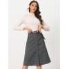 imageAllegra K Womens High Waist Button Front ALine Belted Corduroy Midi SkirtGrey