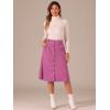 imageAllegra K Womens High Waist Button Front ALine Belted Corduroy Midi SkirtHot Pink