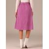 imageAllegra K Womens High Waist Button Front ALine Belted Corduroy Midi SkirtHot Pink