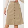 imageAllegra K Womens High Waist Button Front ALine Belted Corduroy Midi SkirtKhaki