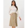 imageAllegra K Womens High Waist Button Front ALine Belted Corduroy Midi SkirtKhaki