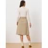 imageAllegra K Womens High Waist Button Front ALine Belted Corduroy Midi SkirtKhaki
