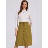 imageAllegra K Womens High Waist Button Front ALine Belted Corduroy Midi SkirtOlive Yellow