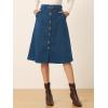 imageAllegra K Womens High Waist Button Front ALine Belted Corduroy Midi SkirtPeacock Blue