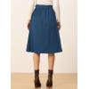 imageAllegra K Womens High Waist Button Front ALine Belted Corduroy Midi SkirtPeacock Blue