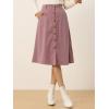 imageAllegra K Womens High Waist Button Front ALine Belted Corduroy Midi SkirtPink