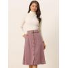 imageAllegra K Womens High Waist Button Front ALine Belted Corduroy Midi SkirtPink
