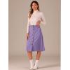 imageAllegra K Womens High Waist Button Front ALine Belted Corduroy Midi SkirtPurple