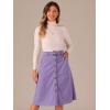 imageAllegra K Womens High Waist Button Front ALine Belted Corduroy Midi SkirtPurple
